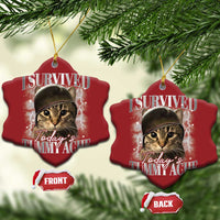 Tummy Ache Survivor Cat Meme Christmas Ornament Funny Saying Cats Cat Bootleg - Wonder Print Shop
