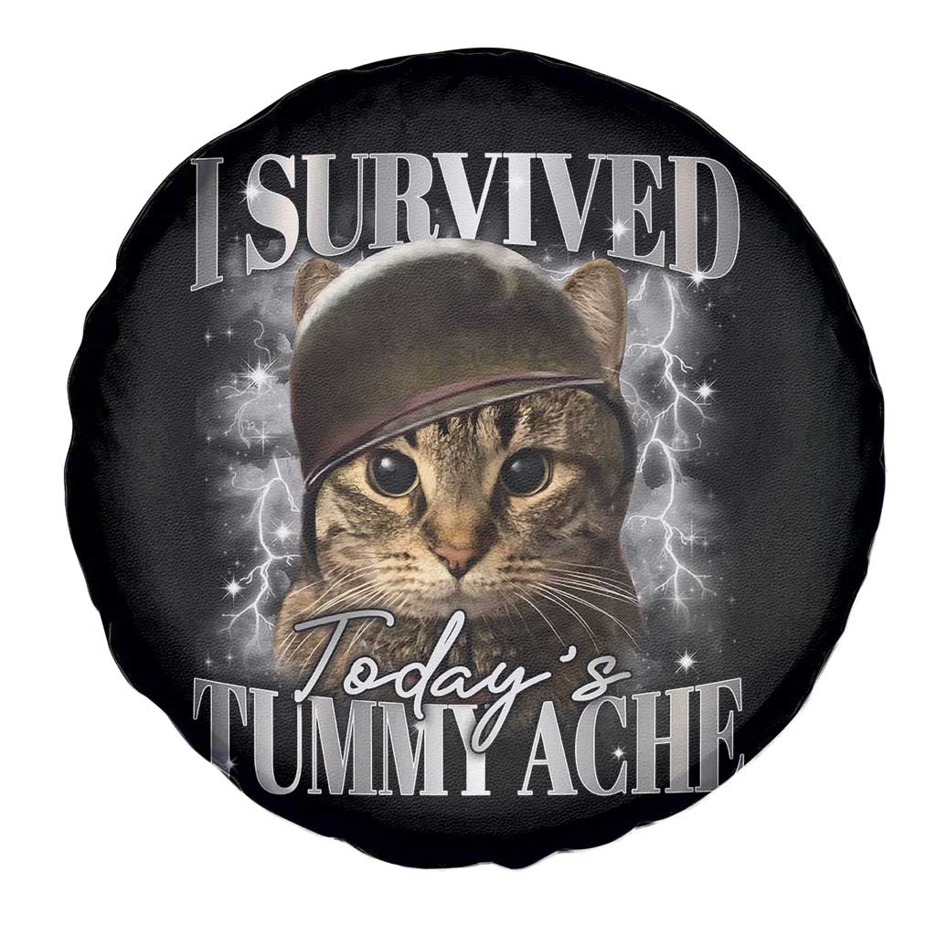 Tummy Ache Survivor Cat Meme Spare Tire Cover Funny Saying Cats Cat Bootleg - Wonder Print Shop