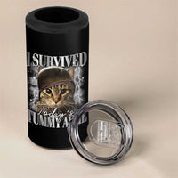 Tummy Ache Survivor Cat Meme 4 in 1 Can Cooler Tumbler Funny Saying Cats Cat Bootleg - Wonder Print Shop