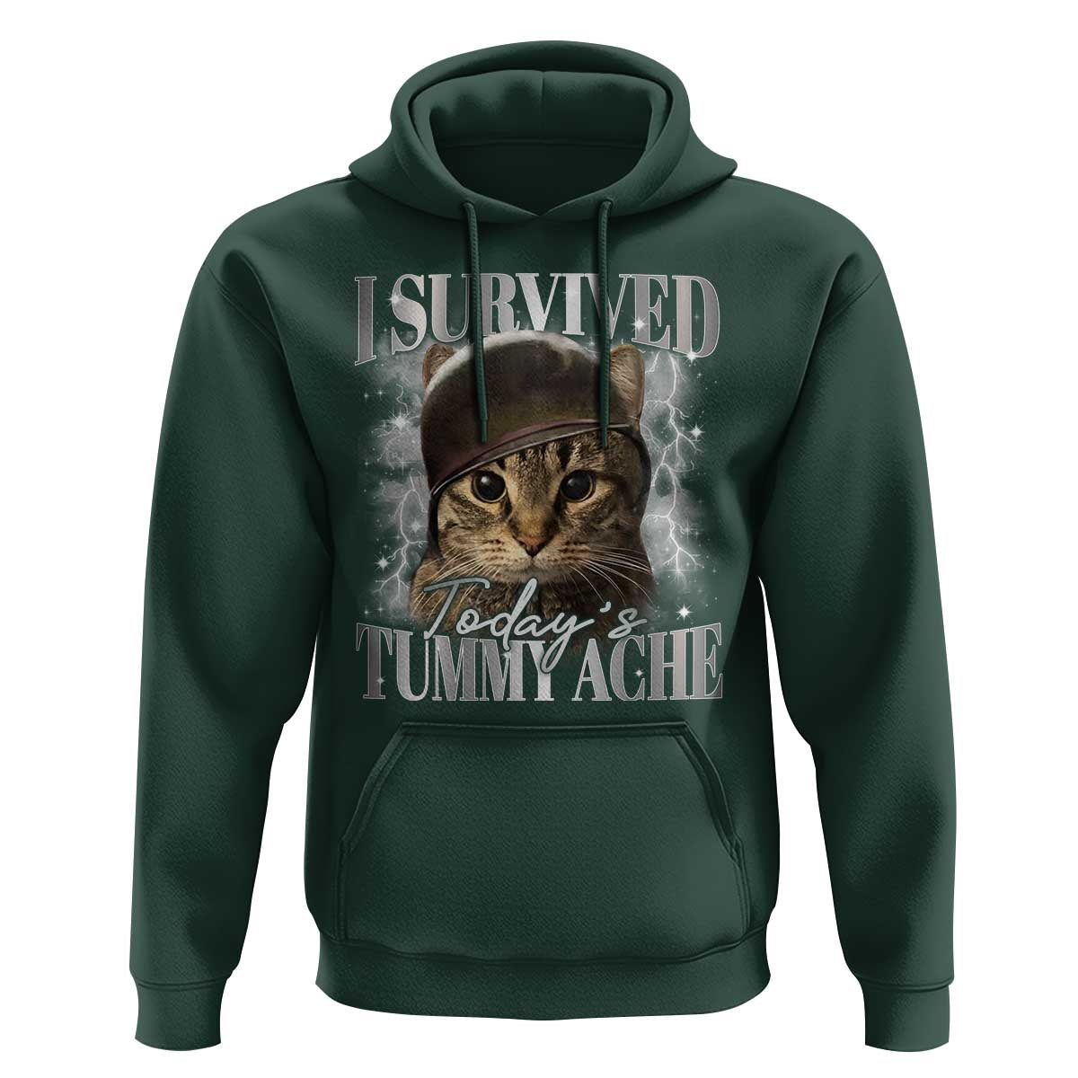 Tummy Ache Survivor Cat Meme Hoodie Funny Saying Cats Cat Bootleg - Wonder Print Shop