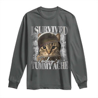 Tummy Ache Survivor Cat Meme Long Sleeve Shirt Funny Saying Cats Cat Bootleg - Wonder Print Shop