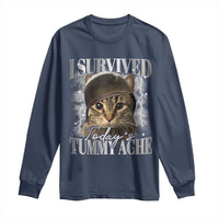 Tummy Ache Survivor Cat Meme Long Sleeve Shirt Funny Saying Cats Cat Bootleg - Wonder Print Shop