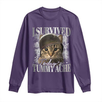 Tummy Ache Survivor Cat Meme Long Sleeve Shirt Funny Saying Cats Cat Bootleg - Wonder Print Shop