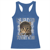 Tummy Ache Survivor Cat Meme Racerback Tank Top Funny Saying Cats Cat Bootleg - Wonder Print Shop