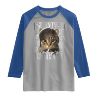 Tummy Ache Survivor Cat Meme Raglan Shirt Funny Saying Cats Cat Bootleg - Wonder Print Shop