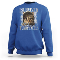 Tummy Ache Survivor Cat Meme Sweatshirt Funny Saying Cats Cat Bootleg - Wonder Print Shop