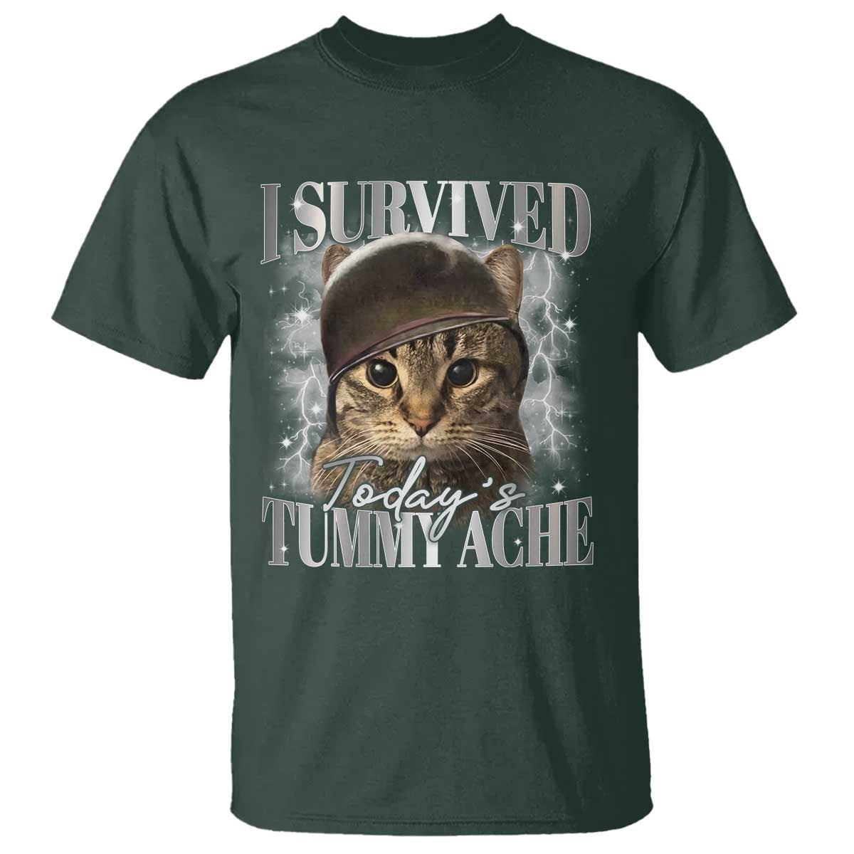 Tummy Ache Survivor Cat Meme T Shirt Funny Saying Cats Cat Bootleg - Wonder Print Shop