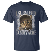 Tummy Ache Survivor Cat Meme T Shirt Funny Saying Cats Cat Bootleg - Wonder Print Shop