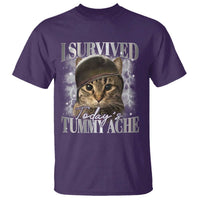 Tummy Ache Survivor Cat Meme T Shirt Funny Saying Cats Cat Bootleg - Wonder Print Shop