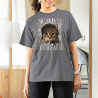 Tummy Ache Survivor Cat Meme T Shirt For Women Funny Saying Cats Cat Bootleg - Wonder Print Shop