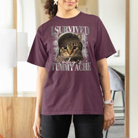 Tummy Ache Survivor Cat Meme T Shirt For Women Funny Saying Cats Cat Bootleg - Wonder Print Shop