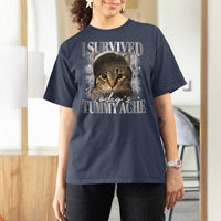 Tummy Ache Survivor Cat Meme T Shirt For Women Funny Saying Cats Cat Bootleg - Wonder Print Shop