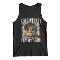 Tummy Ache Survivor Cat Meme Tank Top Funny Saying Cats Cat Bootleg - Wonder Print Shop