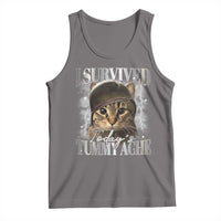 Tummy Ache Survivor Cat Meme Tank Top Funny Saying Cats Cat Bootleg - Wonder Print Shop