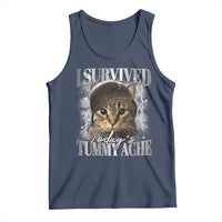 Tummy Ache Survivor Cat Meme Tank Top Funny Saying Cats Cat Bootleg - Wonder Print Shop