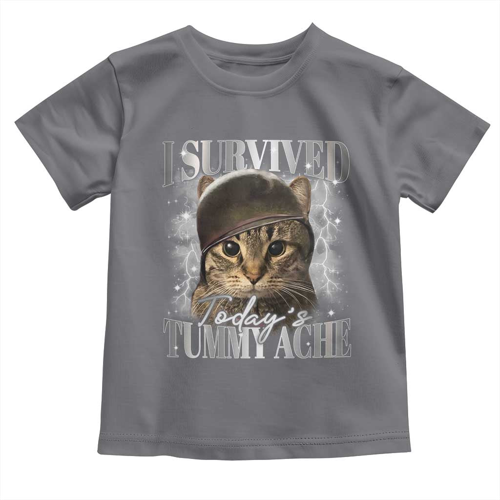 Tummy Ache Survivor Cat Meme Toddler T Shirt Funny Saying Cats Cat Bootleg - Wonder Print Shop
