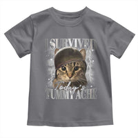 Tummy Ache Survivor Cat Meme Toddler T Shirt Funny Saying Cats Cat Bootleg - Wonder Print Shop