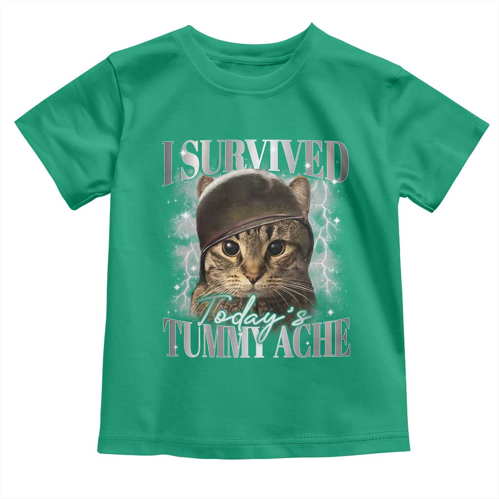 Tummy Ache Survivor Cat Meme Toddler T Shirt Funny Saying Cats Cat Bootleg - Wonder Print Shop