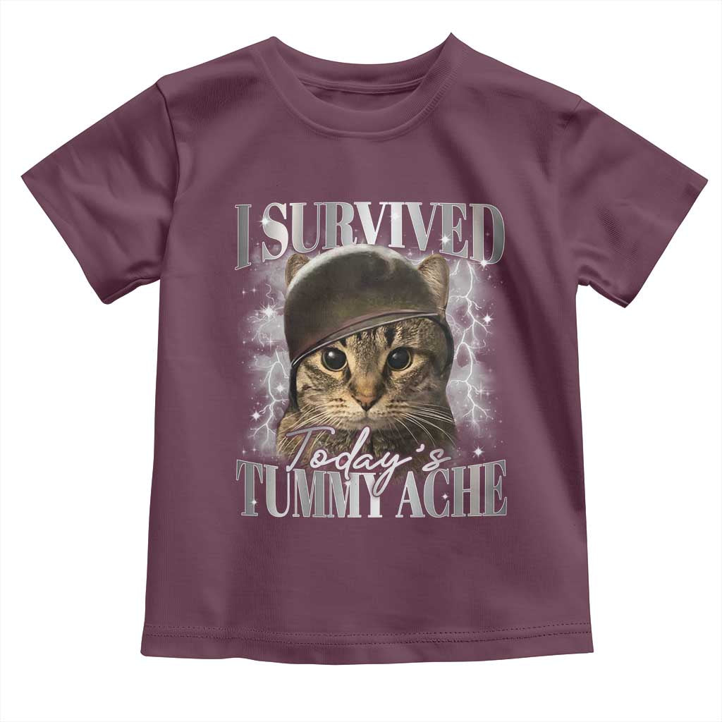 Tummy Ache Survivor Cat Meme Toddler T Shirt Funny Saying Cats Cat Bootleg - Wonder Print Shop
