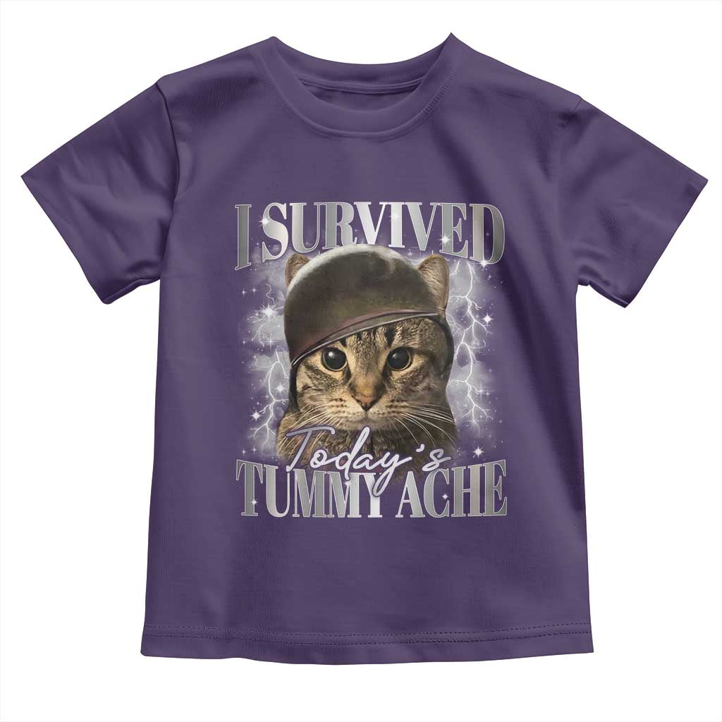 Tummy Ache Survivor Cat Meme Toddler T Shirt Funny Saying Cats Cat Bootleg - Wonder Print Shop
