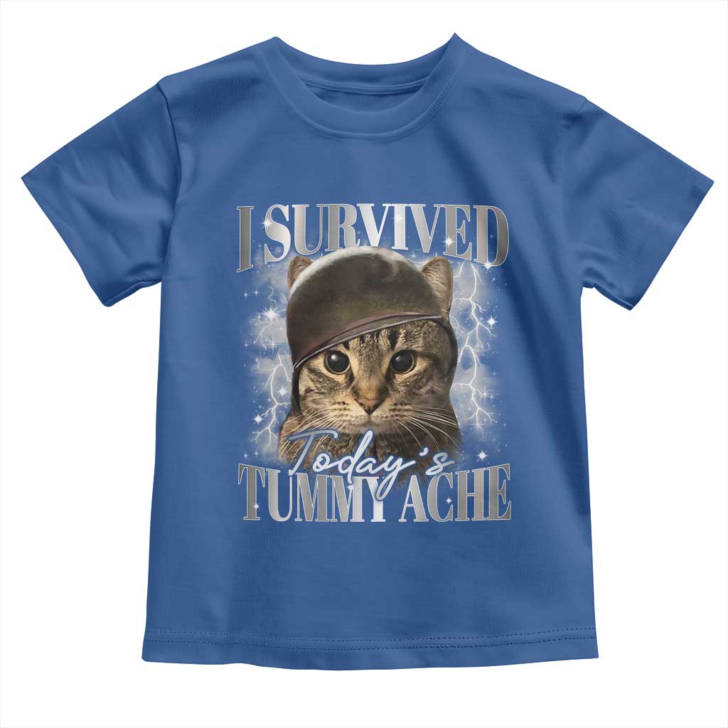 Tummy Ache Survivor Cat Meme Toddler T Shirt Funny Saying Cats Cat Bootleg - Wonder Print Shop