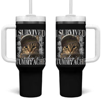 Tummy Ache Survivor Cat Meme Tumbler With Handle Funny Saying Cats Cat Bootleg - Wonder Print Shop