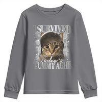 Tummy Ache Survivor Cat Meme Youth Sweatshirt Funny Saying Cats Cat Bootleg - Wonder Print Shop