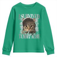 Tummy Ache Survivor Cat Meme Youth Sweatshirt Funny Saying Cats Cat Bootleg - Wonder Print Shop