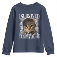 Tummy Ache Survivor Cat Meme Youth Sweatshirt Funny Saying Cats Cat Bootleg - Wonder Print Shop