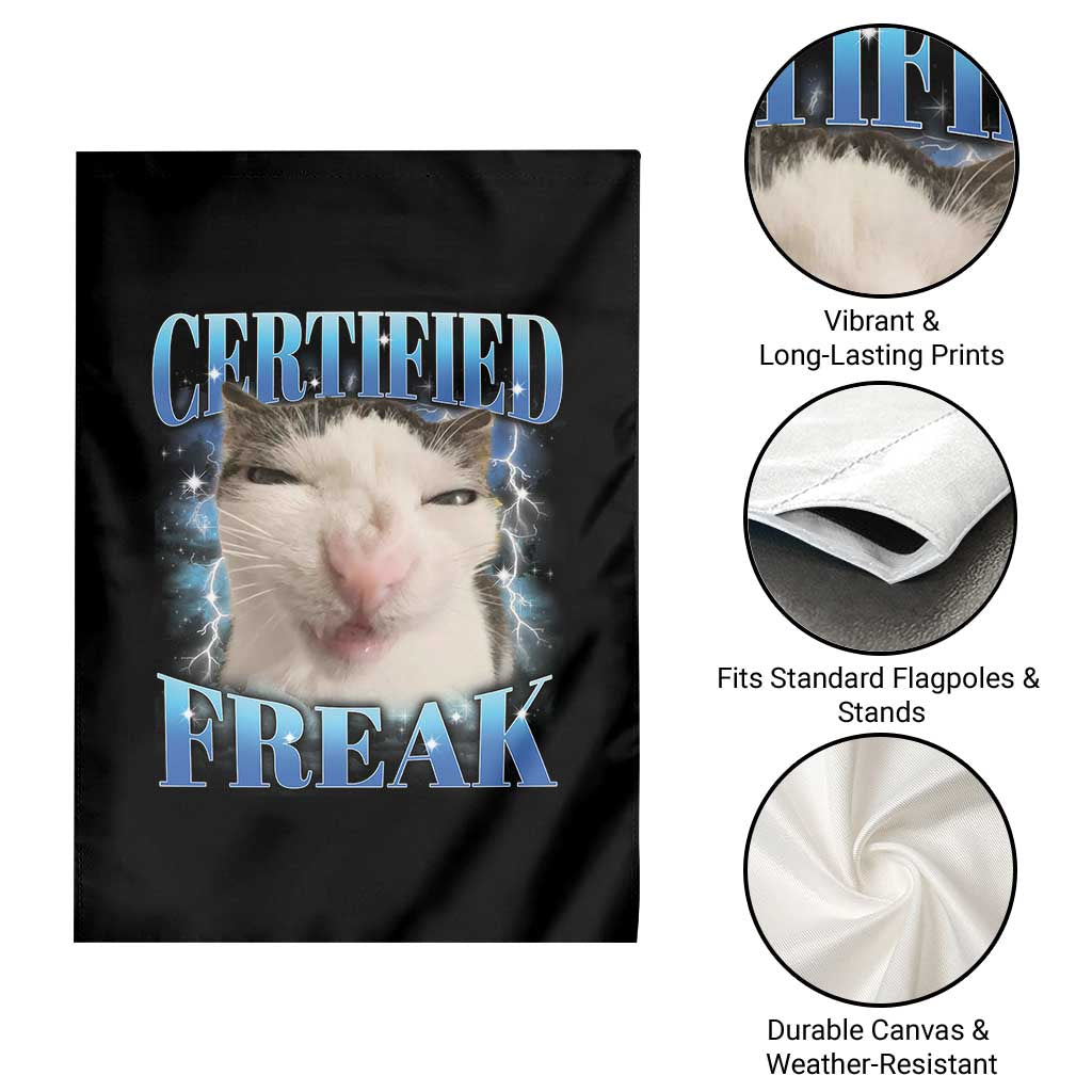 Certified Freak Funny Cat Meme Garden Flag Internet Memes Gen Z - Wonder Print Shop