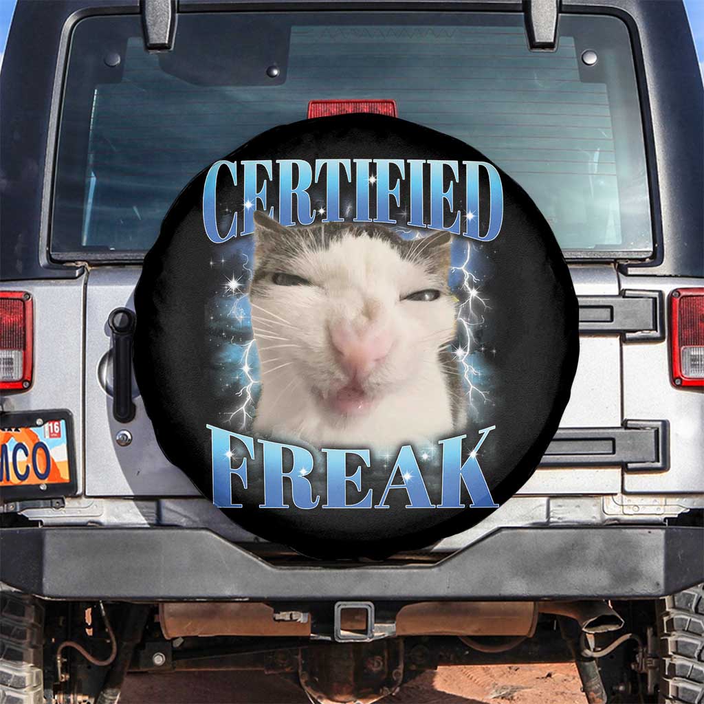 Certified Freak Funny Cat Meme Spare Tire Cover Internet Memes Gen Z - Wonder Print Shop
