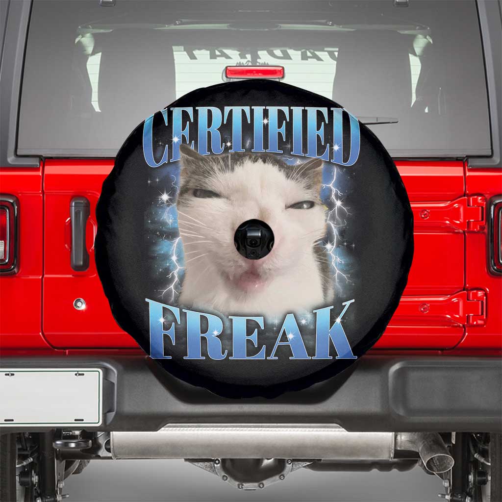 Certified Freak Funny Cat Meme Spare Tire Cover Internet Memes Gen Z - Wonder Print Shop