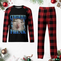 Certified Freak Funny Cat Meme Plaid Pajama Set Internet Memes Gen Z - Wonder Print Shop