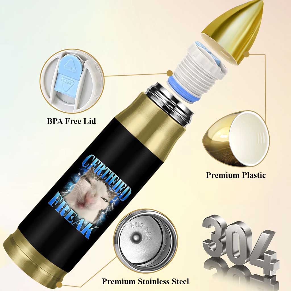 Certified Freak Funny Cat Meme Bullet Tumbler Internet Memes Gen Z - Wonder Print Shop