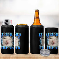 Certified Freak Funny Cat Meme 4 in 1 Can Cooler Tumbler Internet Memes Gen Z - Wonder Print Shop