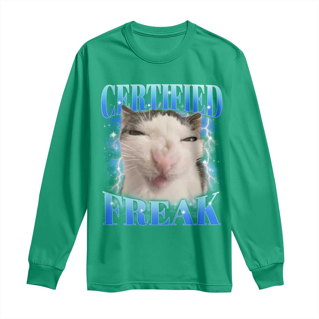 Certified Freak Funny Cat Meme Long Sleeve Shirt Internet Memes Gen Z - Wonder Print Shop