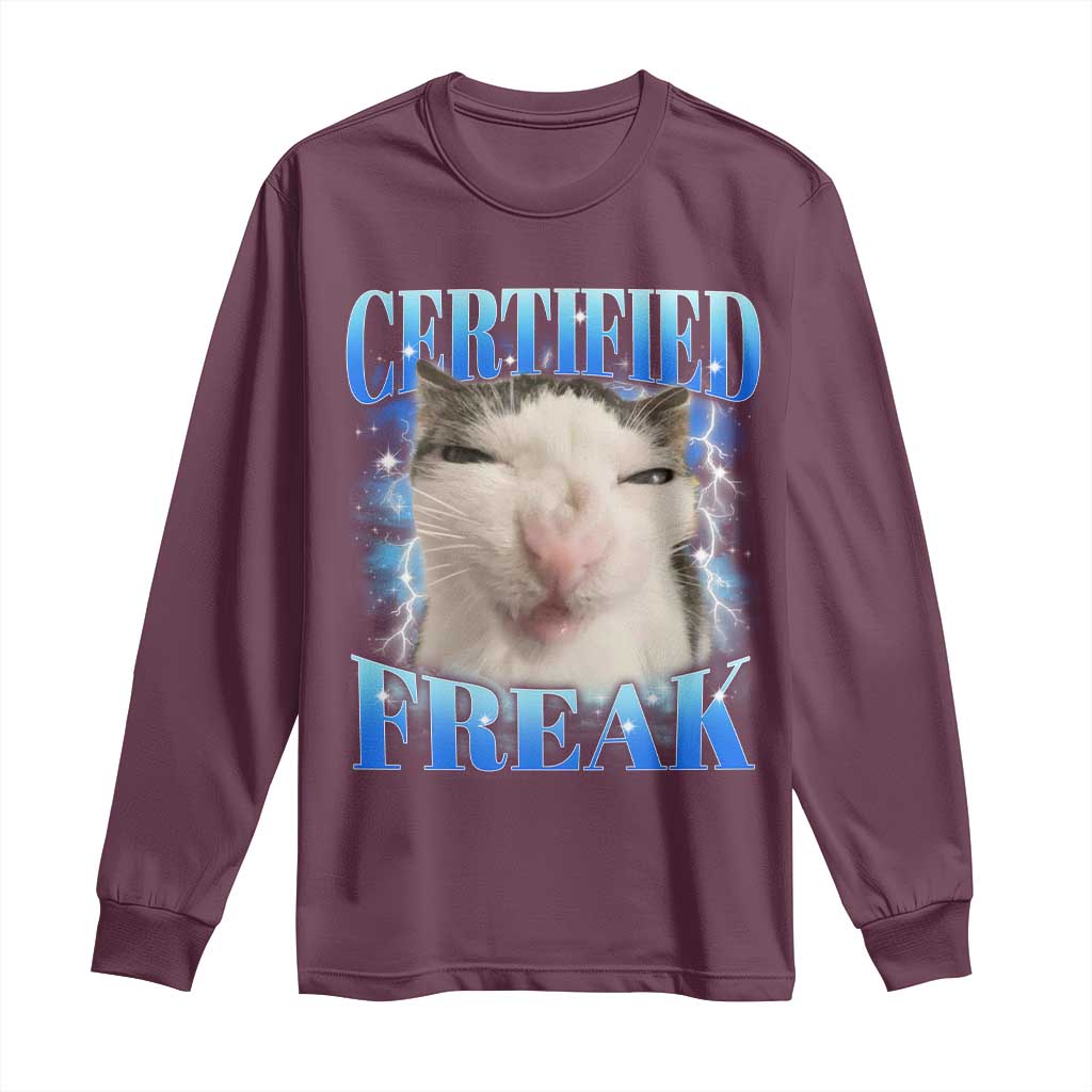 Certified Freak Funny Cat Meme Long Sleeve Shirt Internet Memes Gen Z - Wonder Print Shop