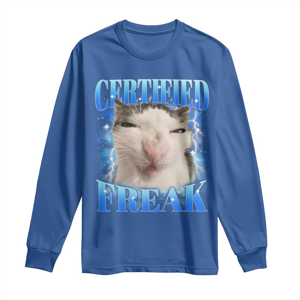 Certified Freak Funny Cat Meme Long Sleeve Shirt Internet Memes Gen Z - Wonder Print Shop