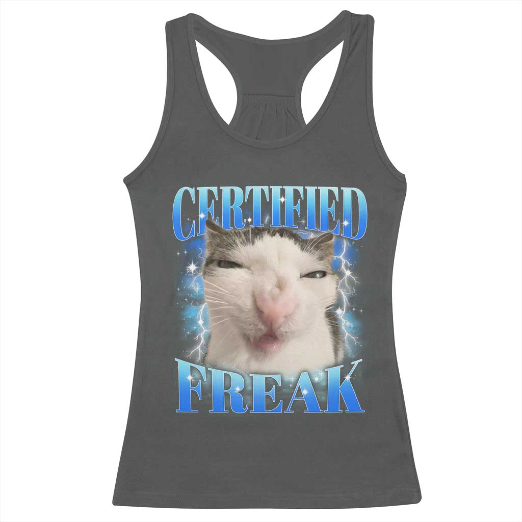 Certified Freak Funny Cat Meme Racerback Tank Top Internet Memes Gen Z - Wonder Print Shop