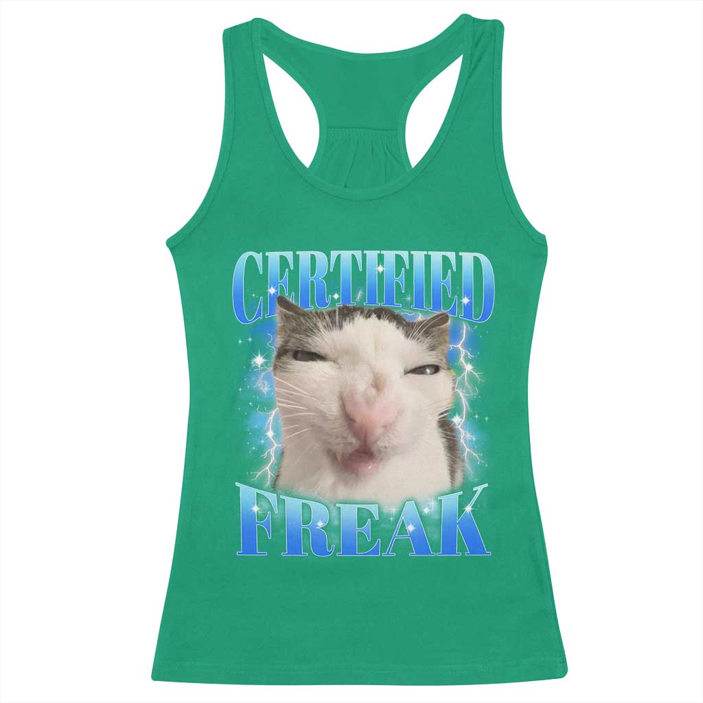 Certified Freak Funny Cat Meme Racerback Tank Top Internet Memes Gen Z - Wonder Print Shop