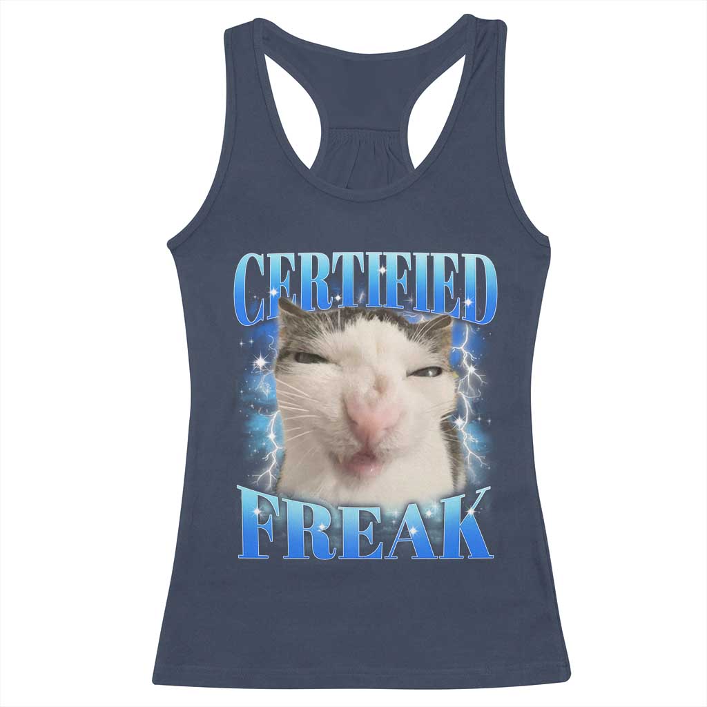 Certified Freak Funny Cat Meme Racerback Tank Top Internet Memes Gen Z - Wonder Print Shop