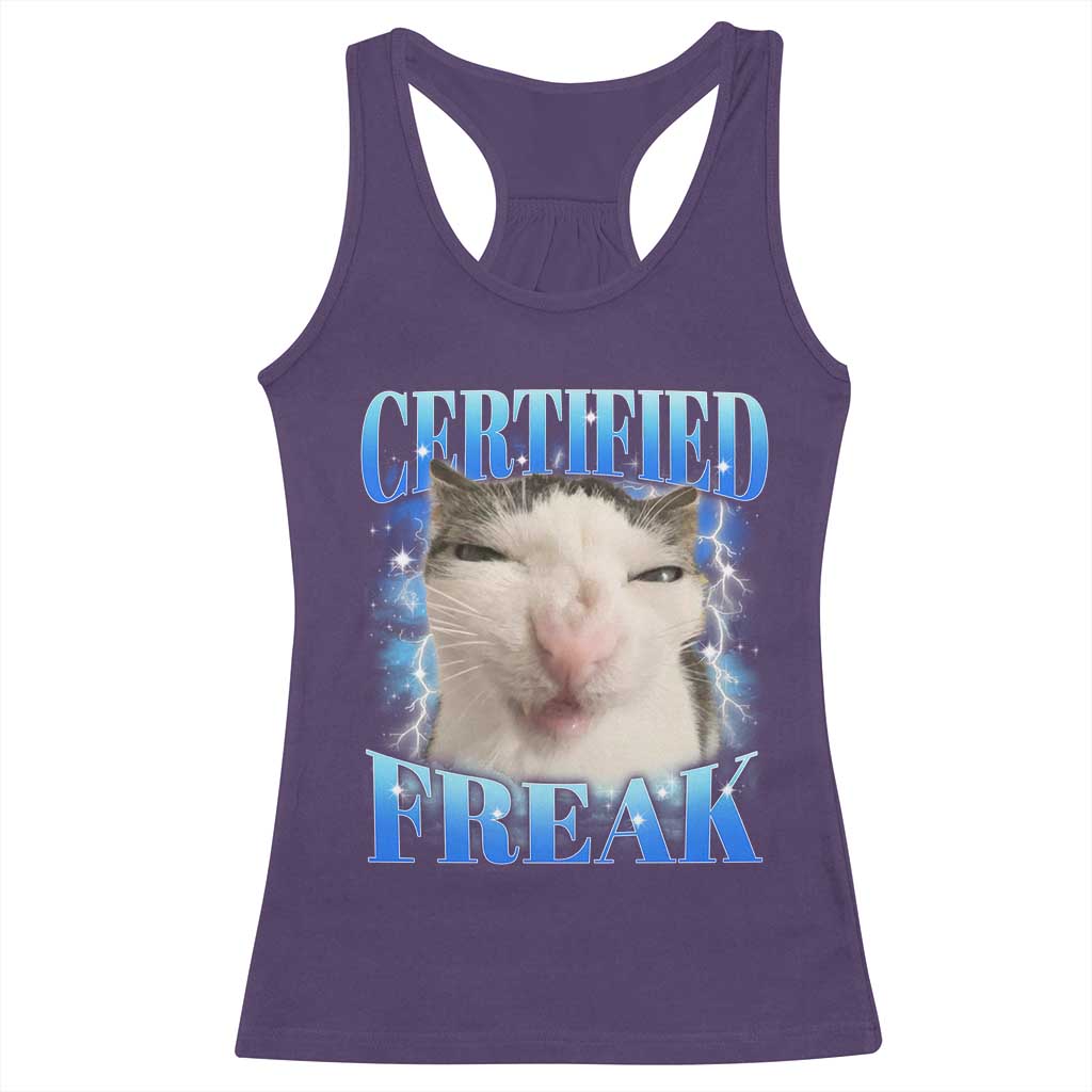 Certified Freak Funny Cat Meme Racerback Tank Top Internet Memes Gen Z - Wonder Print Shop