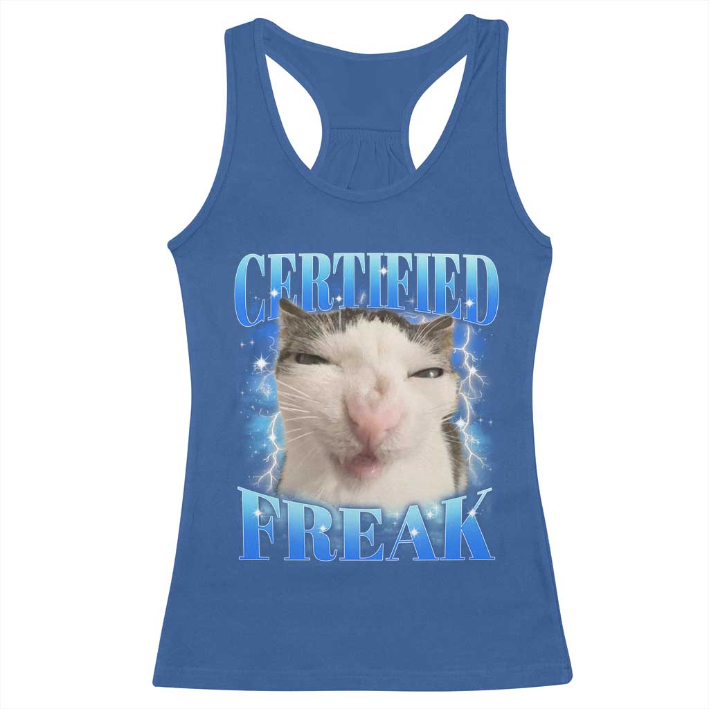 Certified Freak Funny Cat Meme Racerback Tank Top Internet Memes Gen Z - Wonder Print Shop