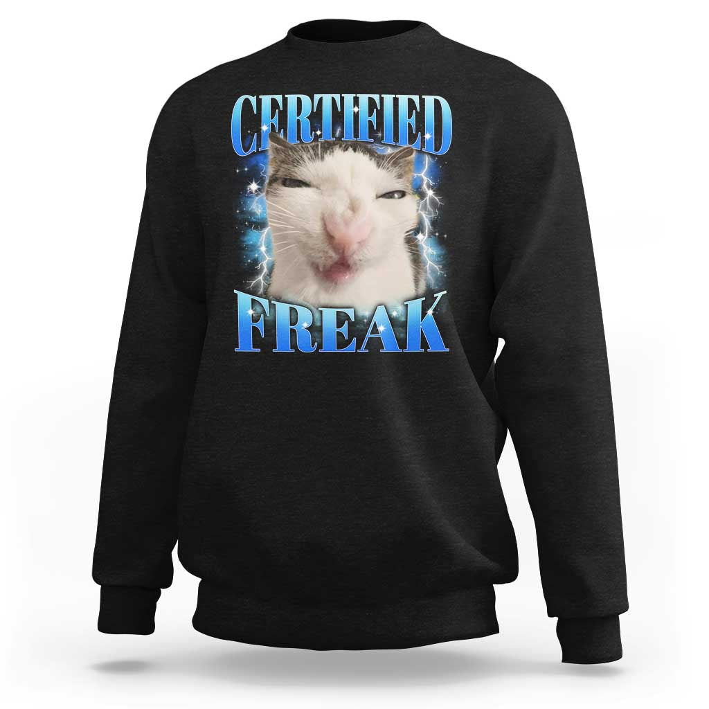 Certified Freak Funny Cat Meme Sweatshirt Internet Memes Gen Z - Wonder Print Shop