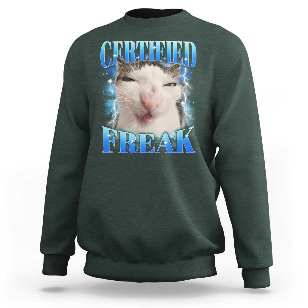 Certified Freak Funny Cat Meme Sweatshirt Internet Memes Gen Z - Wonder Print Shop