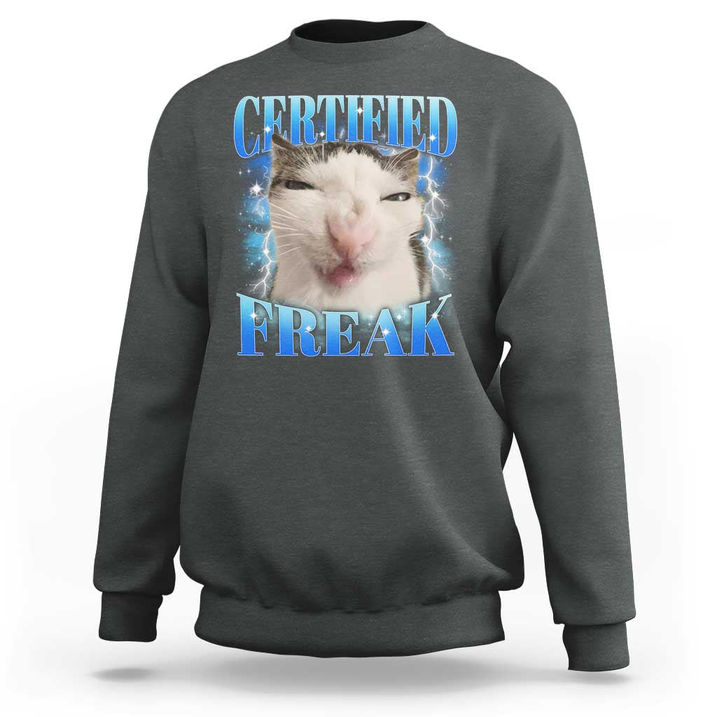 Certified Freak Funny Cat Meme Sweatshirt Internet Memes Gen Z - Wonder Print Shop