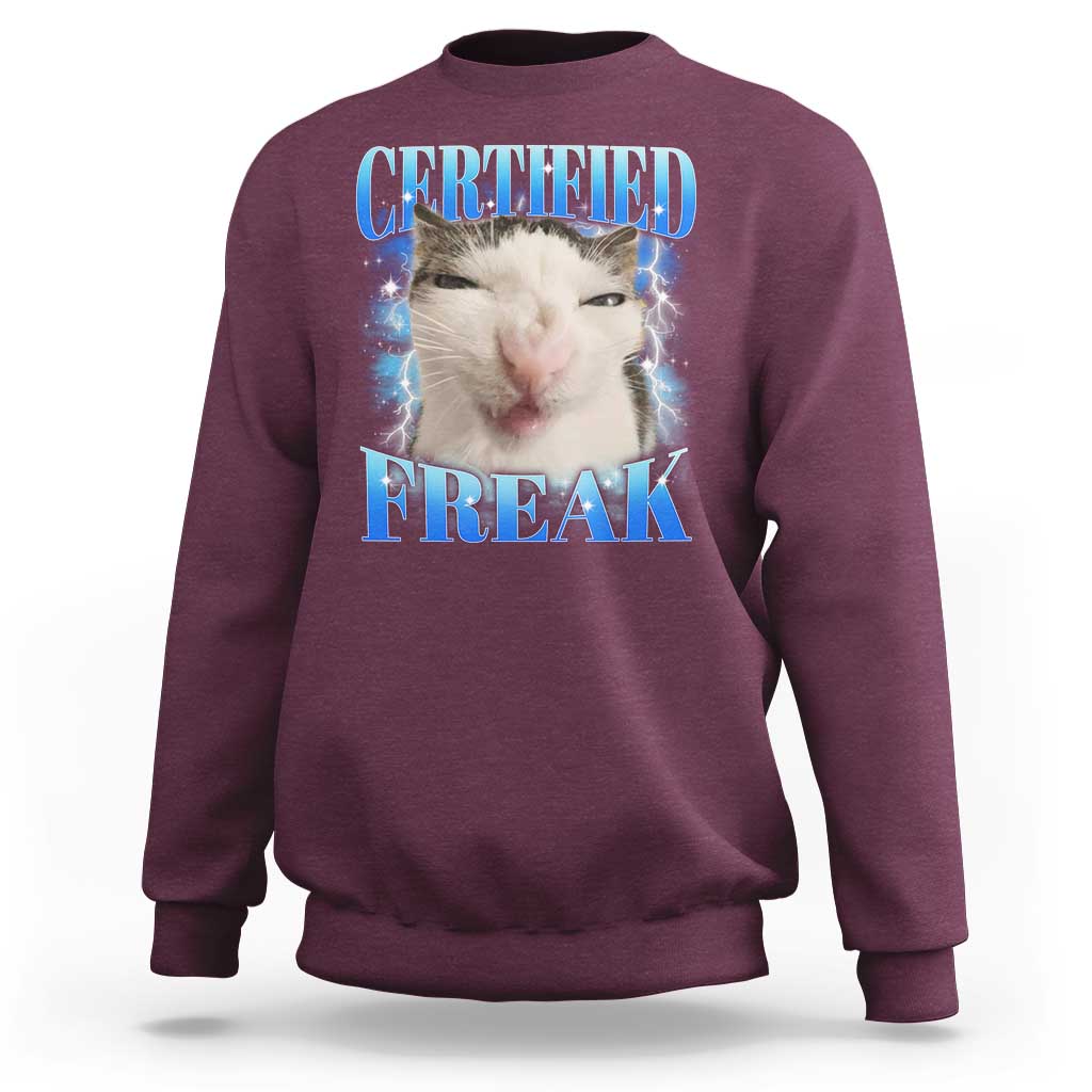 Certified Freak Funny Cat Meme Sweatshirt Internet Memes Gen Z - Wonder Print Shop