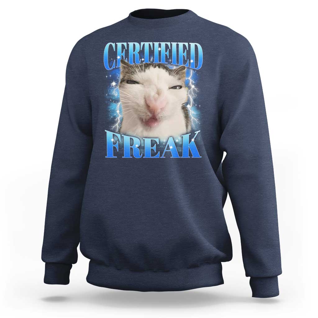Certified Freak Funny Cat Meme Sweatshirt Internet Memes Gen Z - Wonder Print Shop