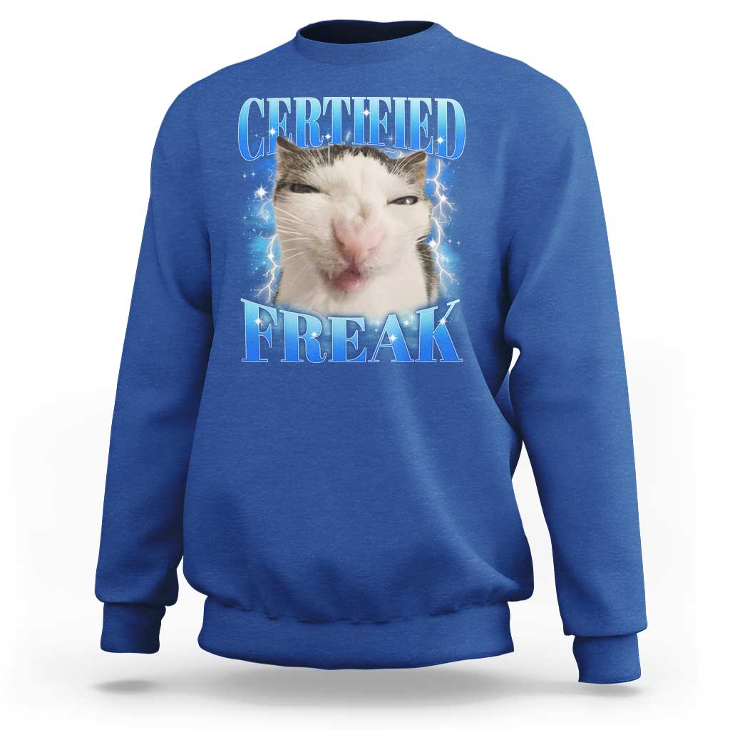 Certified Freak Funny Cat Meme Sweatshirt Internet Memes Gen Z - Wonder Print Shop