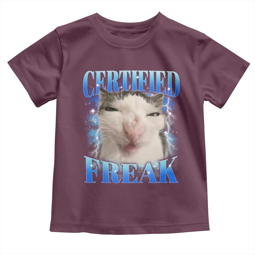 Certified Freak Funny Cat Meme Toddler T Shirt Internet Memes Gen Z - Wonder Print Shop